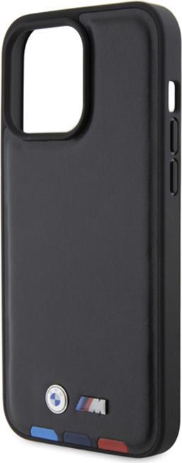 Produktbild BMW BMHCP15X22PTDK iPhone 15 Pro Max 6.7" czarny/black Leather Stamp Tricolor (Apple iPhone 15 Pro Max)