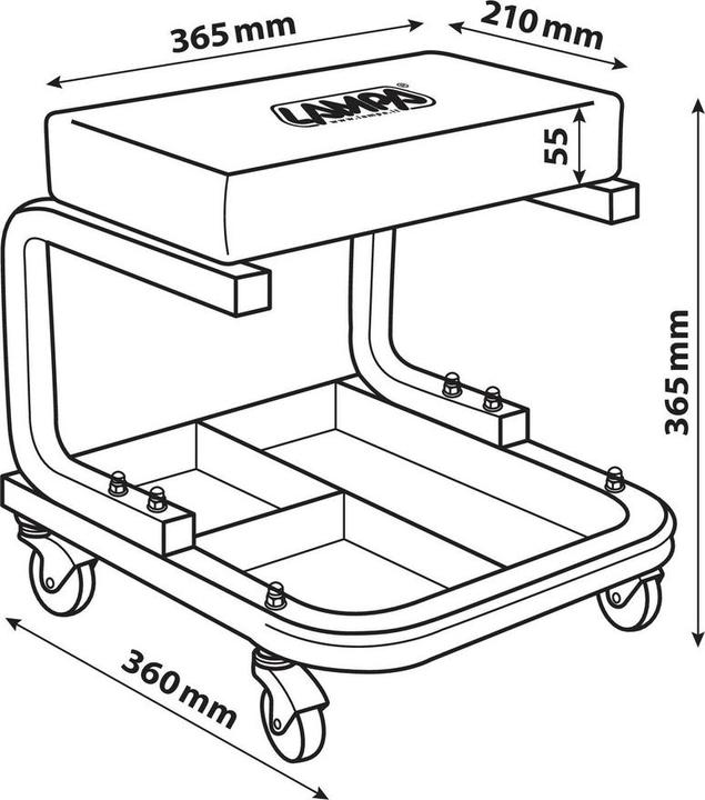 Actual product image Lampa Rectangular workshop stool with tool tray