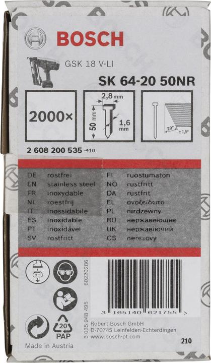Productafbeelding Bosch Professional Zubehör Verzonken pen SK64 20NR, 50 m