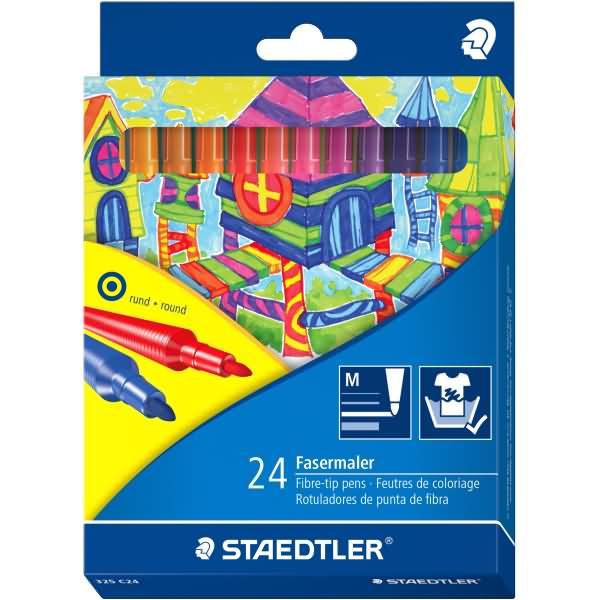 Immagine prodotto Staedtler Penne con punta in fibra Noris Club, astuccio in cartone da 24 pezzi, spessore mina: 1,0 mm (Il colore della scrittura, 24 x)