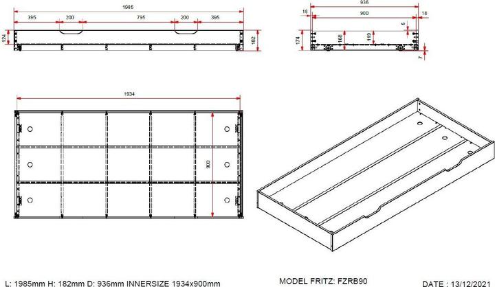 Actual product image Vipack Bed Fritz with pull-out drawer nature (90 x 200 cm)