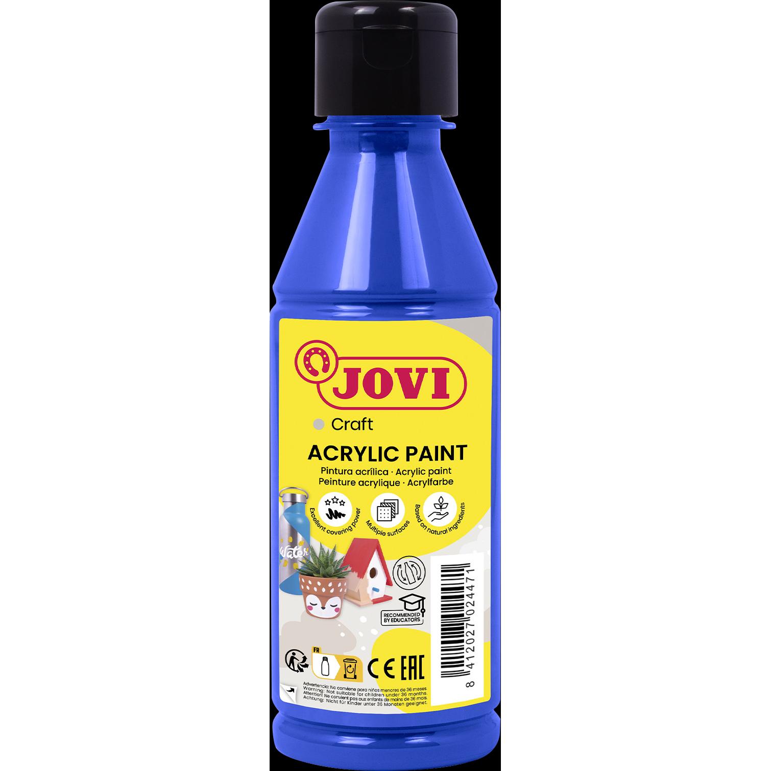 Jovi, Künstlerfarbe + Bastelfarbe, Acrylfarbe Jovicolor ultrablau 250ml Flasche (Ultrablau, 250 ml)