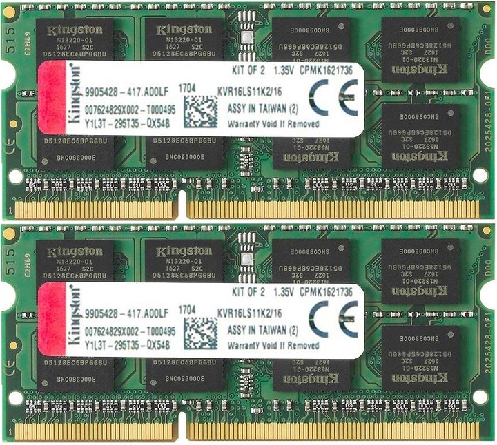 Produktbild Kingston ValueRAM (2 x 8GB, 1600 MHz, DDR3L-RAM, SO-DIMM)