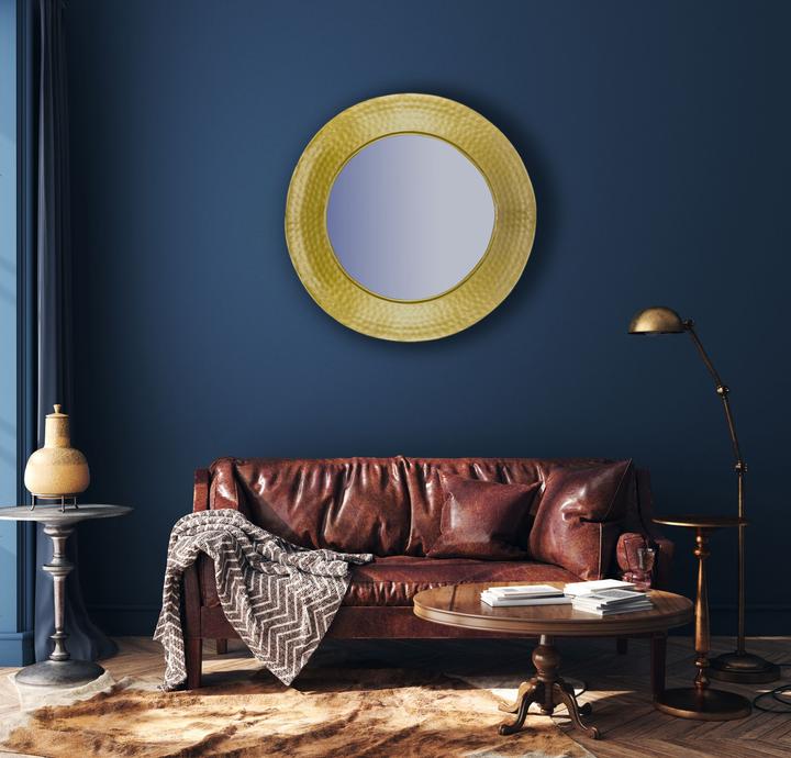 Image du produit FineBuy miroir mural miroir couloir rond métal 60 cm miroir couloir martelé (Ø 60 cm)