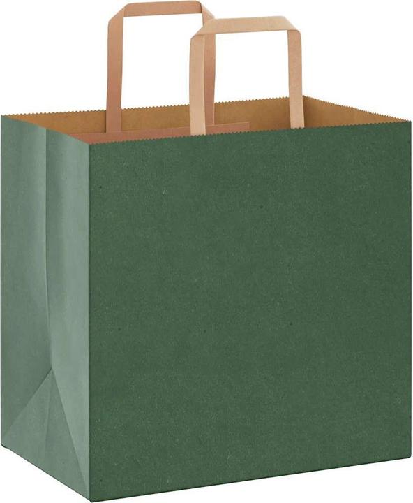 Produktbild VidaXL Kraftpapiertüten 250 Stk. mit Henkel Grün 26x17x25 cm Papiertüte (Geschenktüte, 250 x)