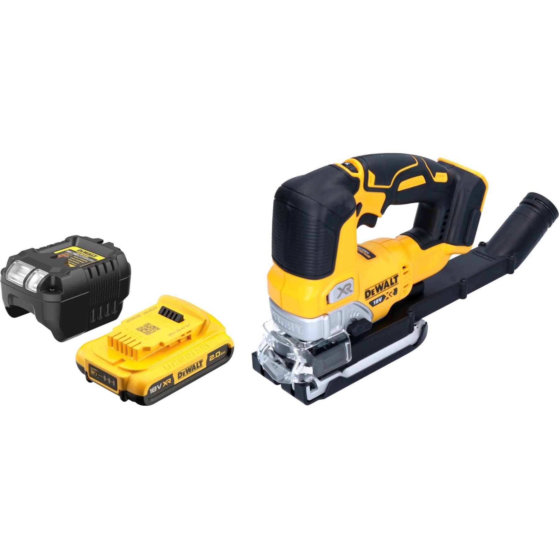 DeWalt, Stichsäge, DCS 334 D1 Akku Pendelhub Stichsäge 18 V Brushless + 1x Akku 2,0 Ah + Ladegerät