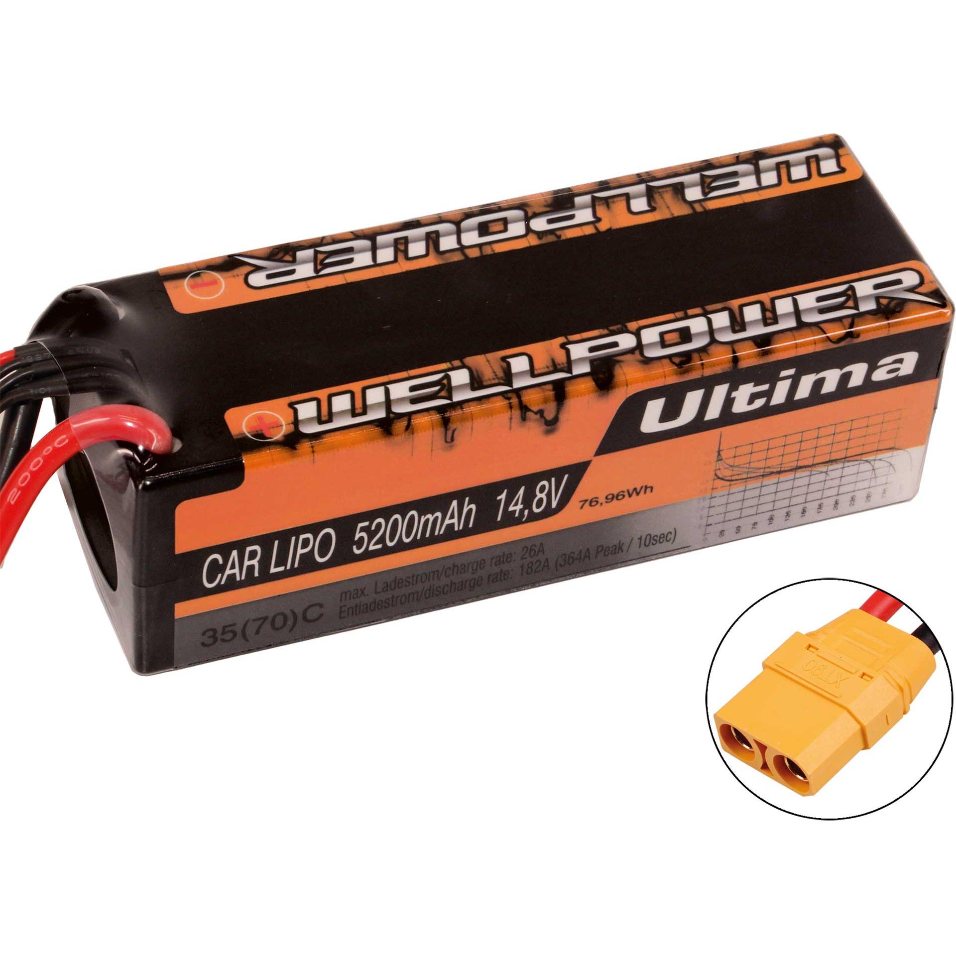 Wellpower LIPO AKKU ULTIMA CAR 5200 MAH / 14,8 VOLT 4S 35/70C XT-90 (14.80 V, 5200 mAh)