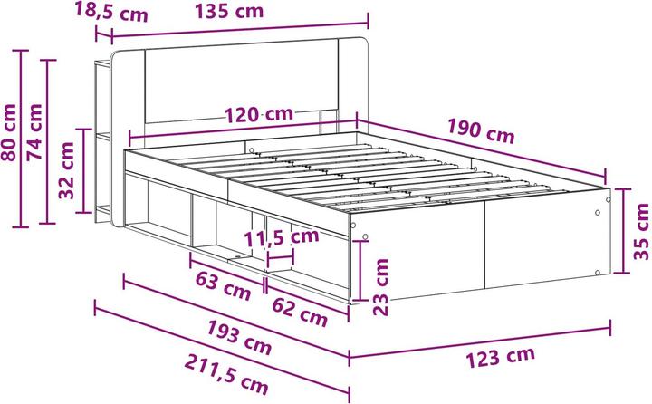 Image du produit vidaXL Bettrahmen (120 x 190 cm)