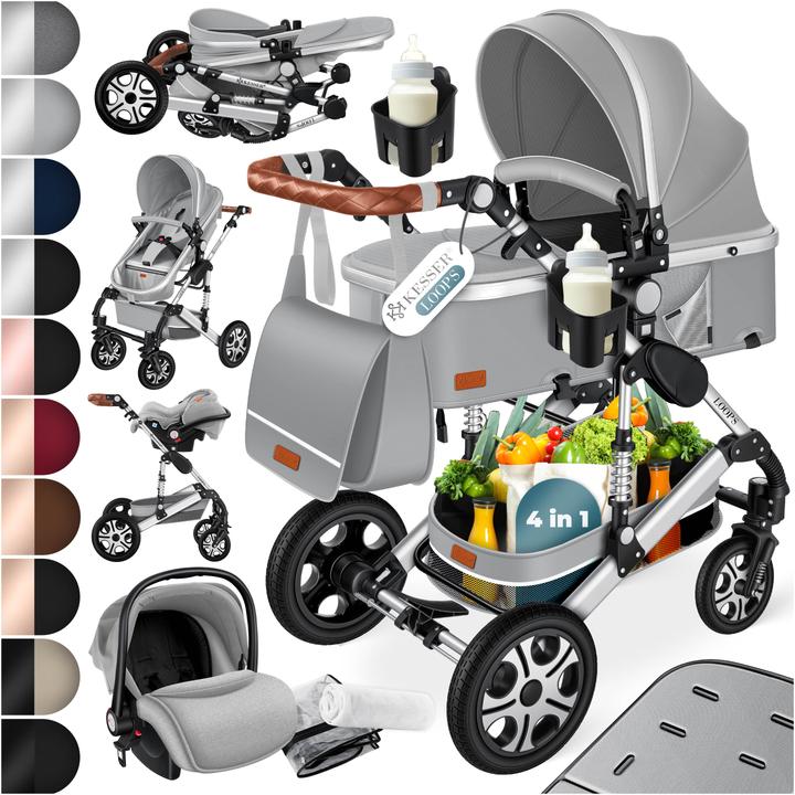 Kesser 4in1 Loops Kinderwagen Komplettset auch als Buggy, Kinder bis 4  Jahre (0 Monate - 4 Jahre)