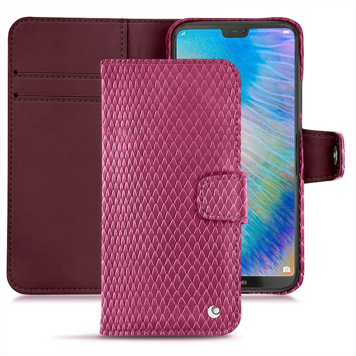 Noreve Lederschutzhülle Wallet (Huawei P20 Lite), Smartphone Hülle, Rosa