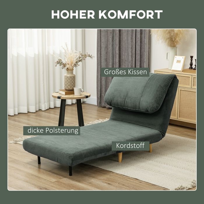 Produktbild Swisshandel24 2-in-1 Schlafsofa Schlafsessel Klappmatratze Gästebett Klappbett Grün
