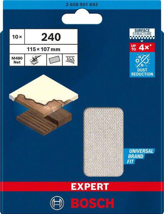 Actual product image Bosch Professional Zubehör EXPERT M480 Abrasive net 115 x 107 mm, G 240, 10 pieces (240)