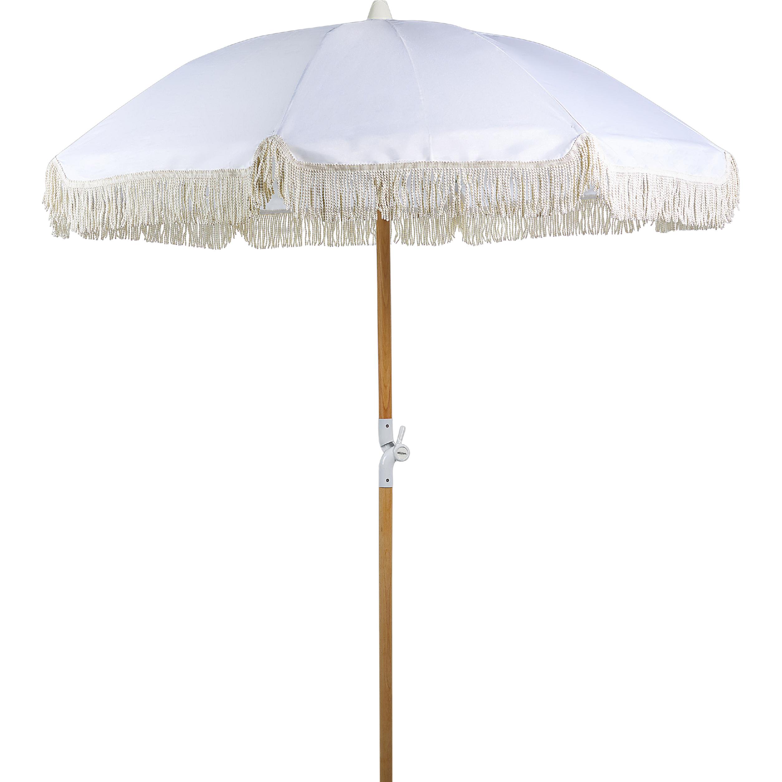 Beliani, Sonnenschirm, Sonnenschirm ⌀ 150 cm weiss mit Volant MONDELLO (1.50 m)