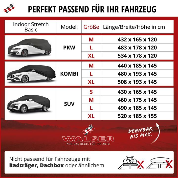 Nährwerte und Zutaten CarComfort Autoplane Indoor Stretch Basic, PKW-Abdeckplane Kombi Grösse L schwarz