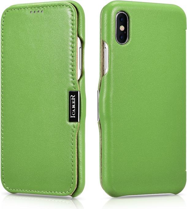 Image du produit iCarer iPhone X/XS - Étui à clapet Luxury Series Vert RIX02 (Apple iPhone X, Apple iPhone XS)
