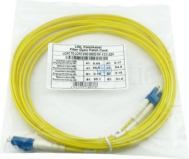 Produktbild CBO BlueOptics LWL Patchkabel LC / LC SM G.652.D yellow 7,5m (7.50 m)
