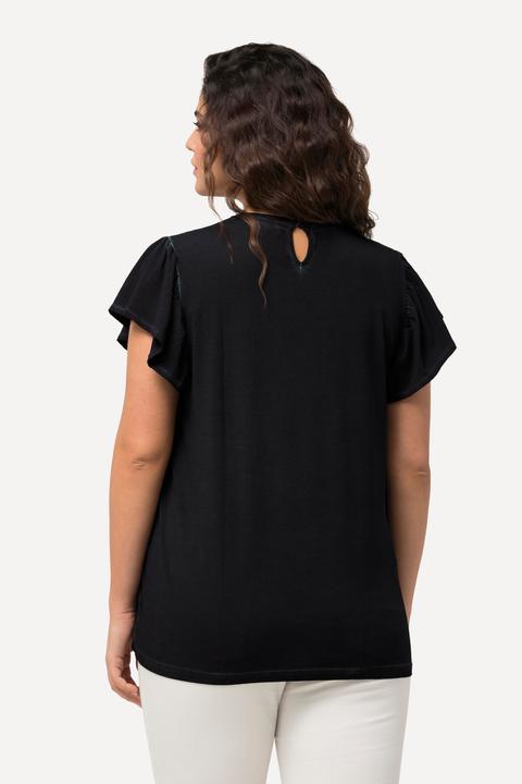 Actual product image Ulla Popken Pleated Cold Dyed Cap Sleeve Tee (46, 48)