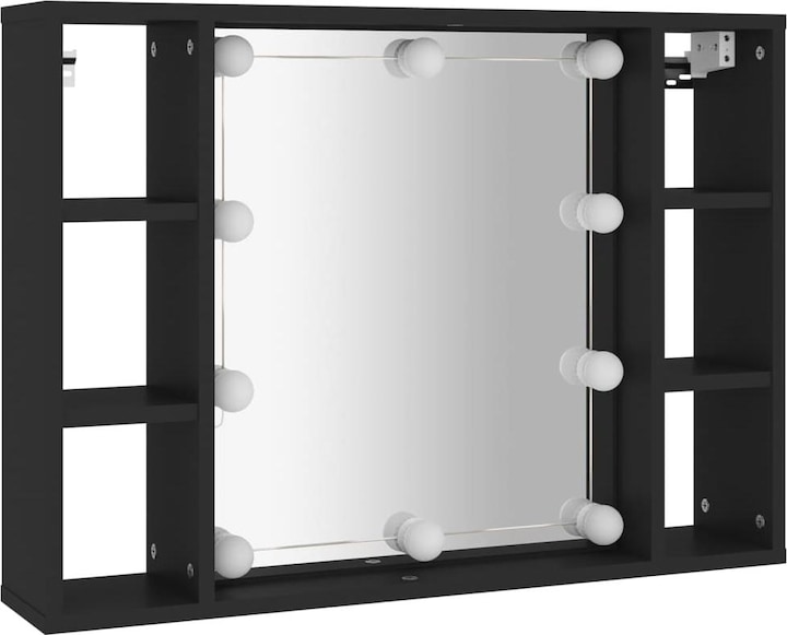 Actual product image VidaXL Spiegelschrank mit LED Schwarz 76x15x55 cm,Farbe (76 x 15 x 55 cm)