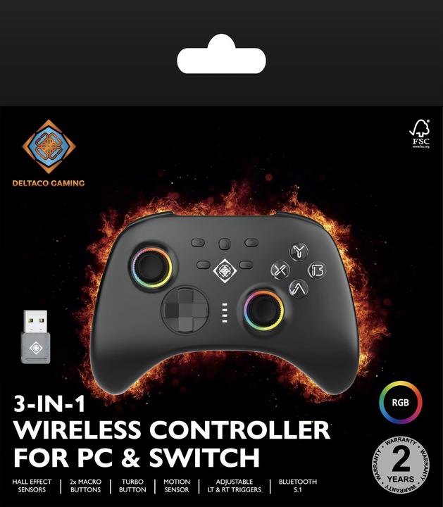 Image du produit Deltaco Gaming Contrôleur de jeu sans fil (Android, iOS, PC, Switch, Switch OLED)