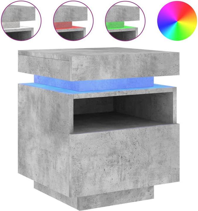 vidaXL Nachttische mit LED-Leuchten 2 Stk. Betongrau 40x39x48,5