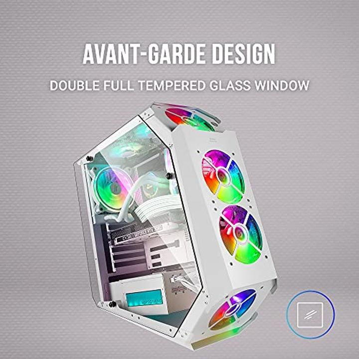 Actual product image Mars Gaming Boitier Moyen Tour Atx Mc51 RGB Avec Panneaux Vitrés (Blanc) (ATX, Mini-ITX, mATX)