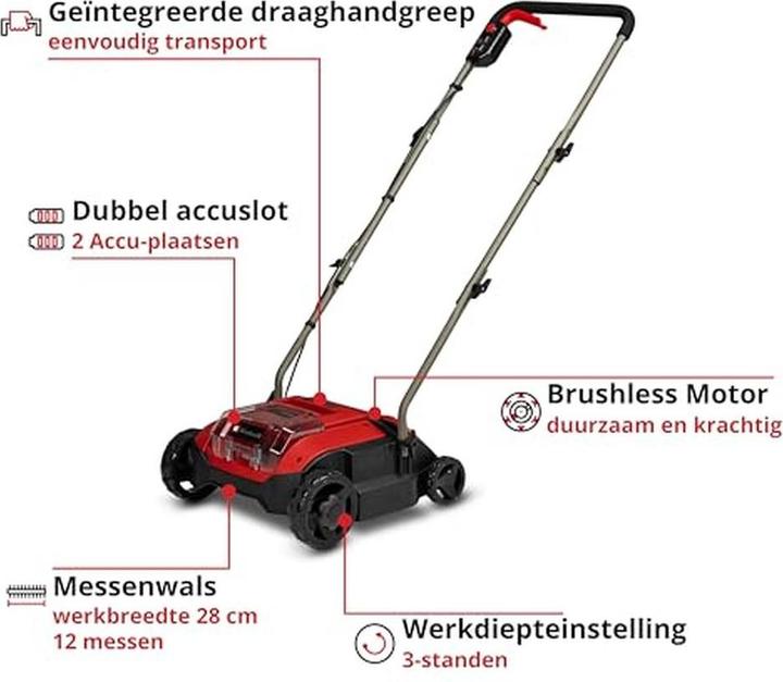 Immagine prodotto Einhell GC-SC 18/28 DS Li-Solo Rasenlüfter Arbeitsbreite 28 cm