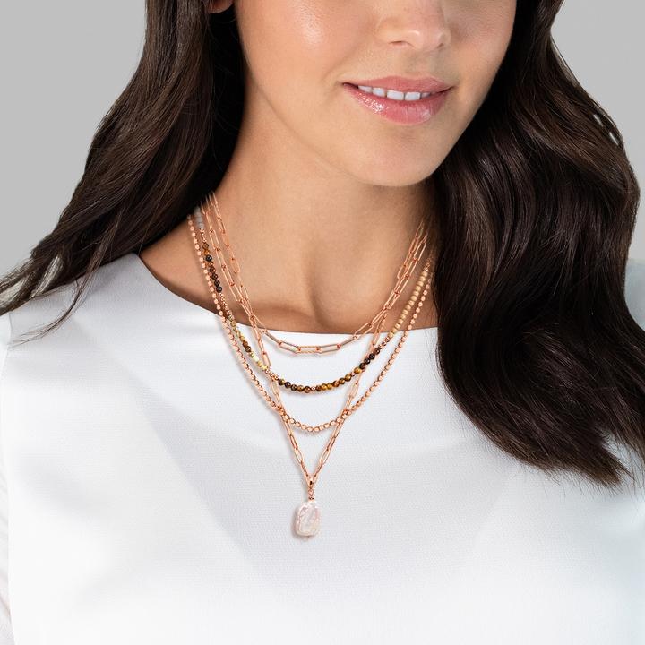 Image du produit Lulu & Jane Alliage métallique pierre naturelle perle de culture d'eau douce or jaune 43,0/46,0/52,0/58,0 cm - (Alliage de métal 100%.)