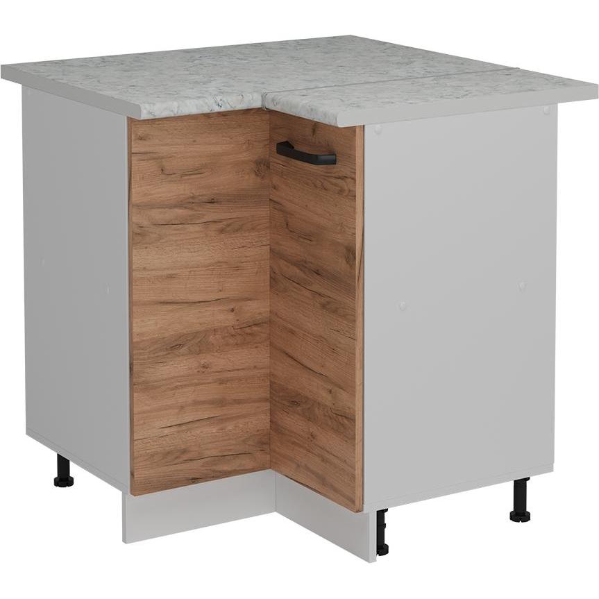 Vicco, Regal, Eckunterschrank R-Line, Goldkraft Eiche/Weiss, 75.6 cm AP Marmor