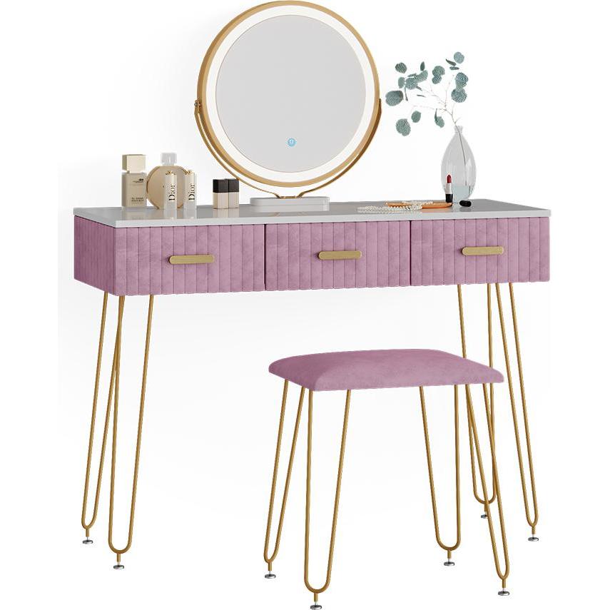 Vicco, Schminktisch, Layla mit Hocker und Beleuchtung (100 x 40 x 79 cm)