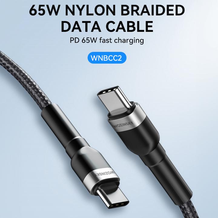 Actual product image Wozinsky WNBCC2 USB-C / USB-C PD 65W cable 2 m - black (2 m, 65 W)