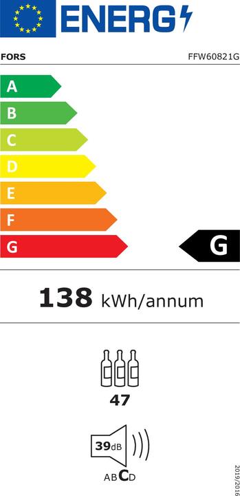 Label énergétique Fors Weinschrank freistehend PREMIUM FFW 60821 G Schwarz