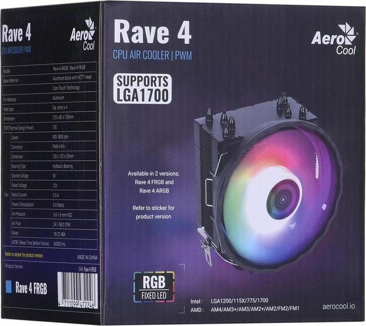 Actual product image AeroCool Pgs Rave 4 Frgb Pwm 4p