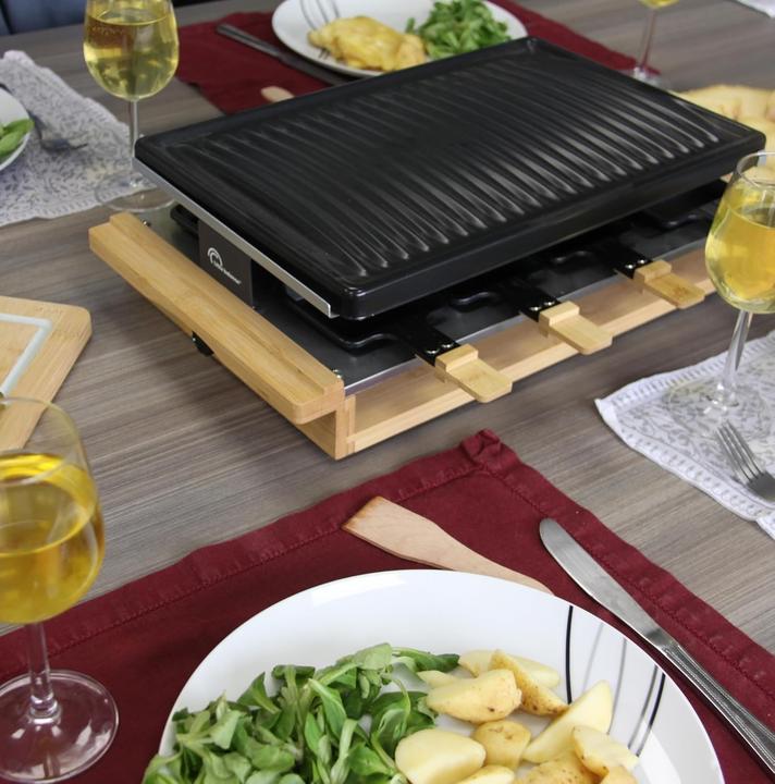 Actual product image Little Balance 8501 Premium bamboo 8 raclette grill 8 people nonstick coating 1200 W real bamboo