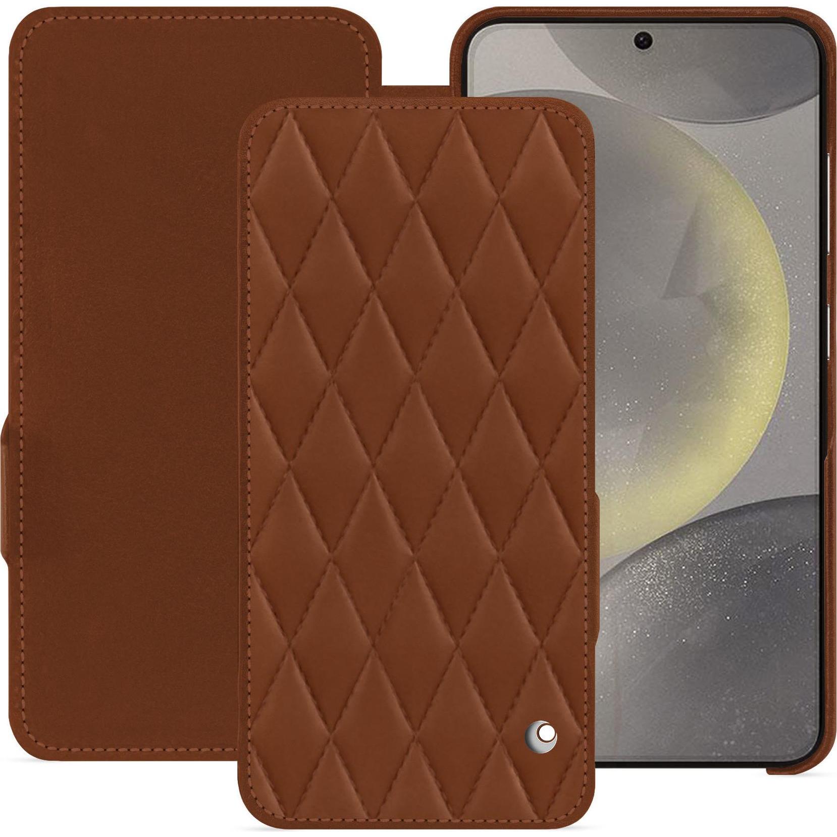 Noreve Lederschutzhülle horizontal (Samsung Galaxy S24), Smartphone Hülle, Braun