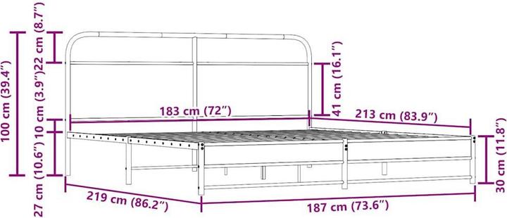 Produktbild vidaXL Bettgestell (183 x 213 cm)