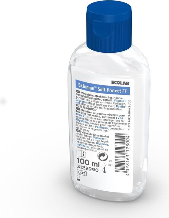 Produktbild Ecolab SOFT PROTECT FF viruzide alkoholische Händedesinfektion ohne Farb- und Duftstoffe liq (100 ml)