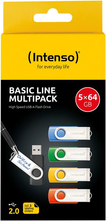 Actual product image Intenso MEMORY DRIVE FLASH USB2 5X64GB MULTIPACK 3503595 INTENSO (64 GB, USB-A)