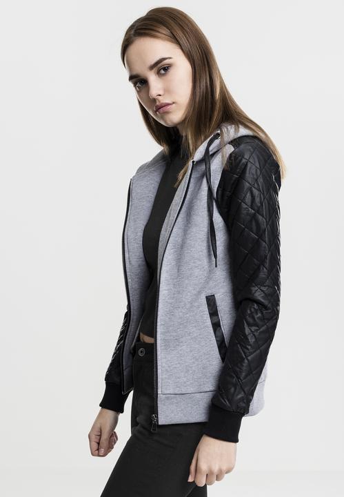 Immagine prodotto Urban Classics Donna con cappuccio con cappuccio in pelle diamante con finta manica e zip (S)