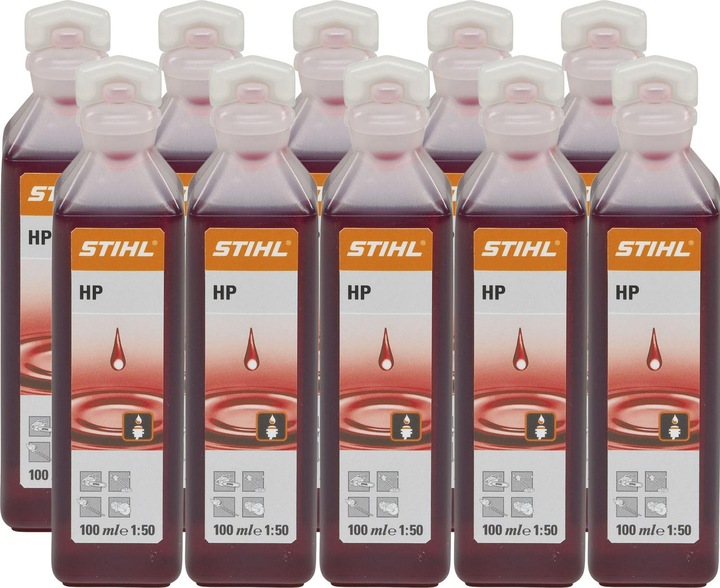 Produktbild Stihl 2-Takt Motoröl (Motorenöl) HP 1:50 für 5 Liter, Inhalt 100 ml 10 Stück (Kettensäge Schwert)