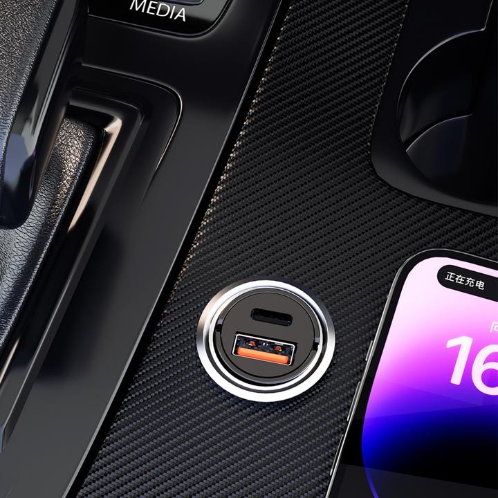 Actual product image Dudao R3MAX USB + USB-C 48W Car Charger
