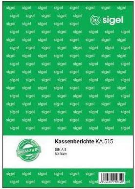 Sigel Cash report form Paper format: DIN A5 Number of copies: 1 copy (50x)