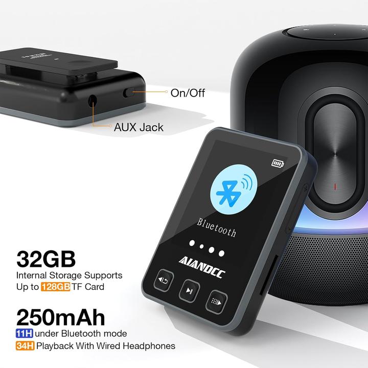 Actual product image Aiandcc MP3 Player mit Sport Clip & Armband (32 GB)