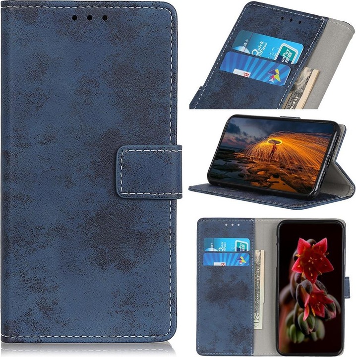 Actual product image Cover-Discount Xiaomi 11T - Vintage case suede look dark blue (Xiaomi 11T Pro, Xiaomi 11T)