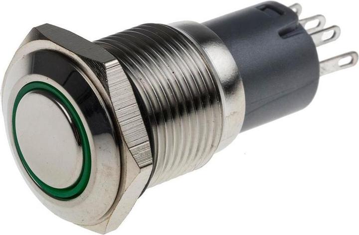 Produktbild RS PRO Switch Pushbutton Stainless Green ring