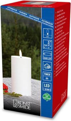 Image du produit LED Kunststoffkerze weiss 1873-100 Aussen 1873-100 6h Timer D7 H12,5cm 2xAA (1 x)