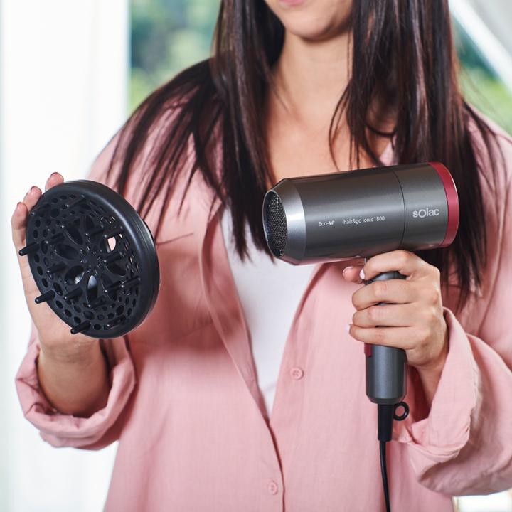 Actual product image Solac Hair&Go Ionic, Grey, Purple, Hanging ring, 2000 W, 420 g