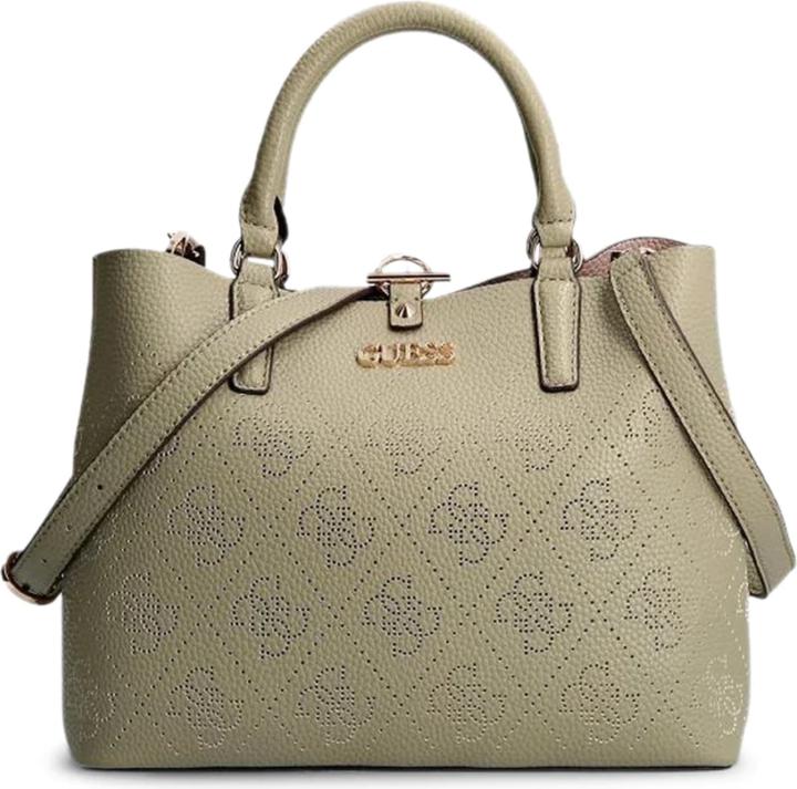 Guess Amara, Polyurethane, Textile Handbag, 4G Logo, Green, HWSG8493060, 2