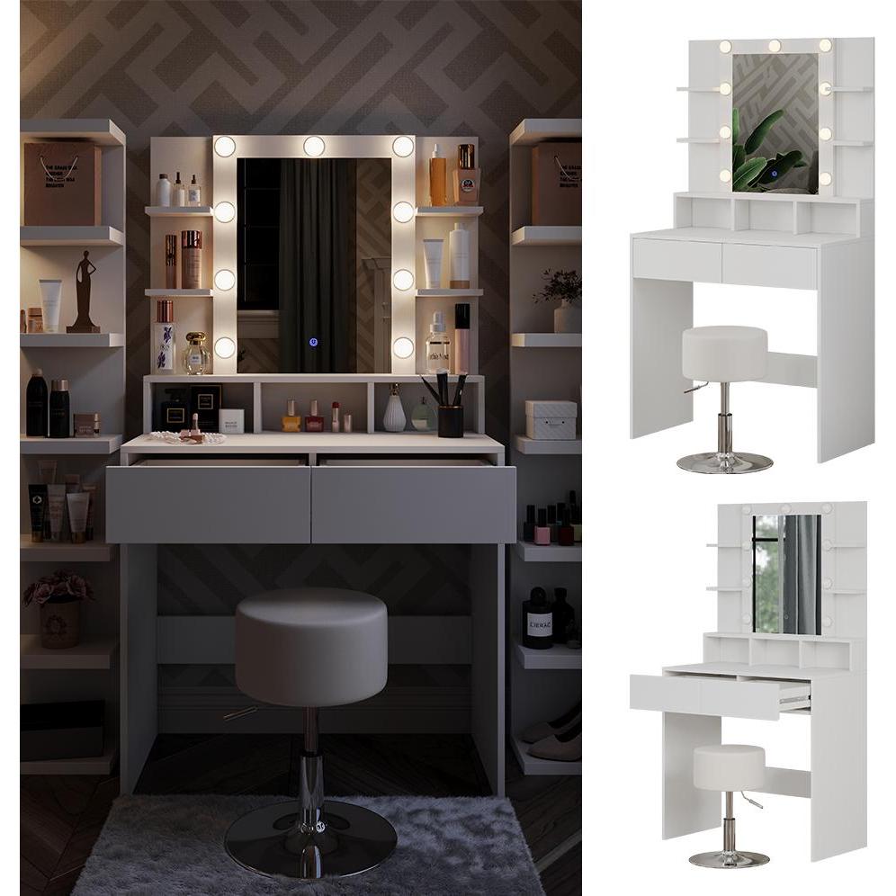 Thumbnail - Vicco, Schminktisch, Taylor mit Hocker und Beleuchtung