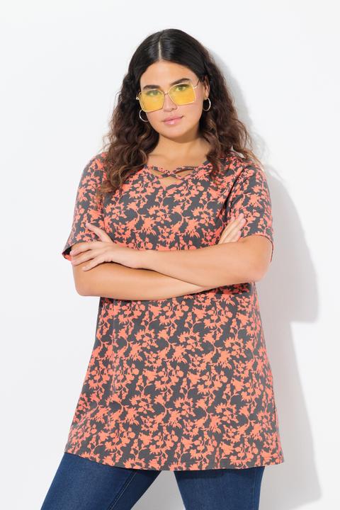 Immagine prodotto Ulla Popken T-shirt con laccetti, scollo a V e mezze maniche (46, 48)