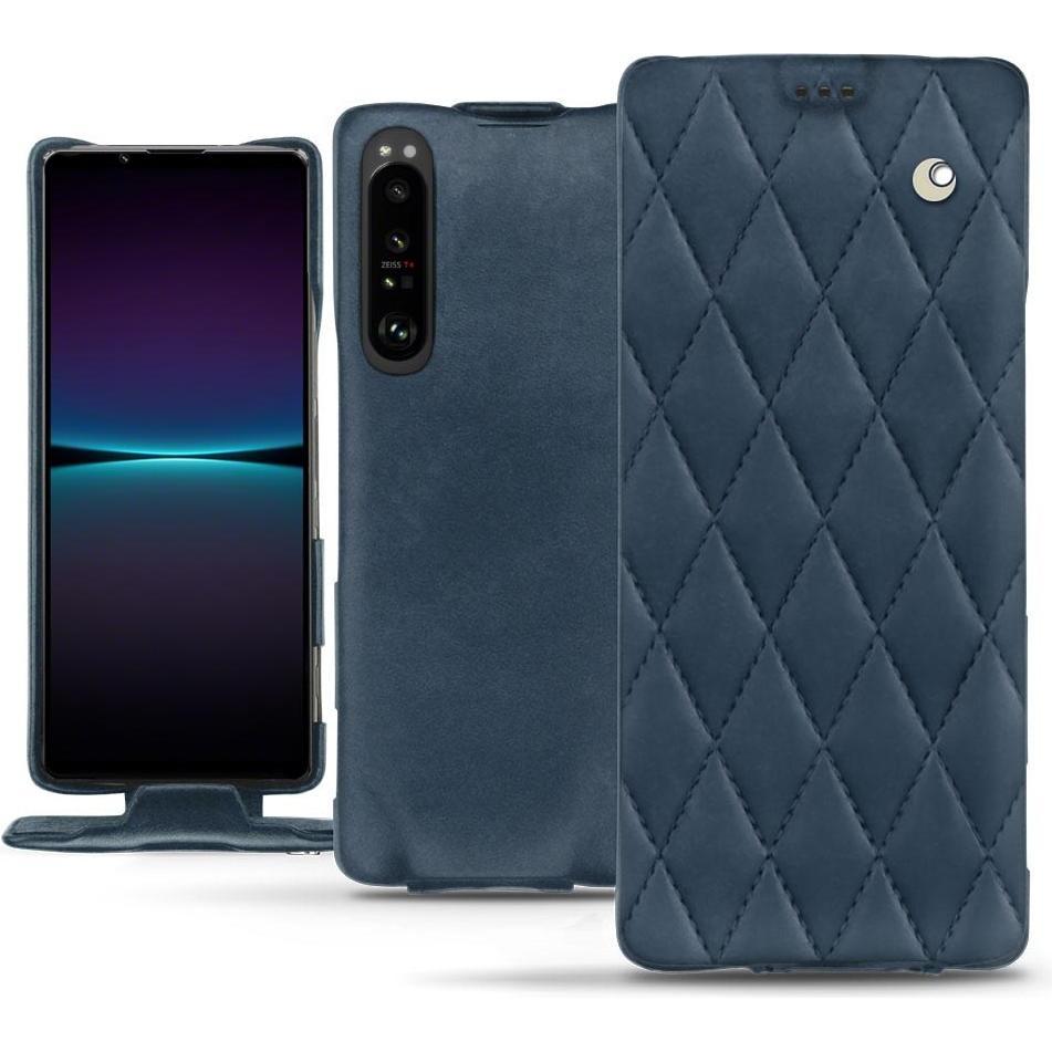 Noreve Lederschutzhülle vertikal (Sony Xperia 1 IV), Smartphone Hülle, Blau